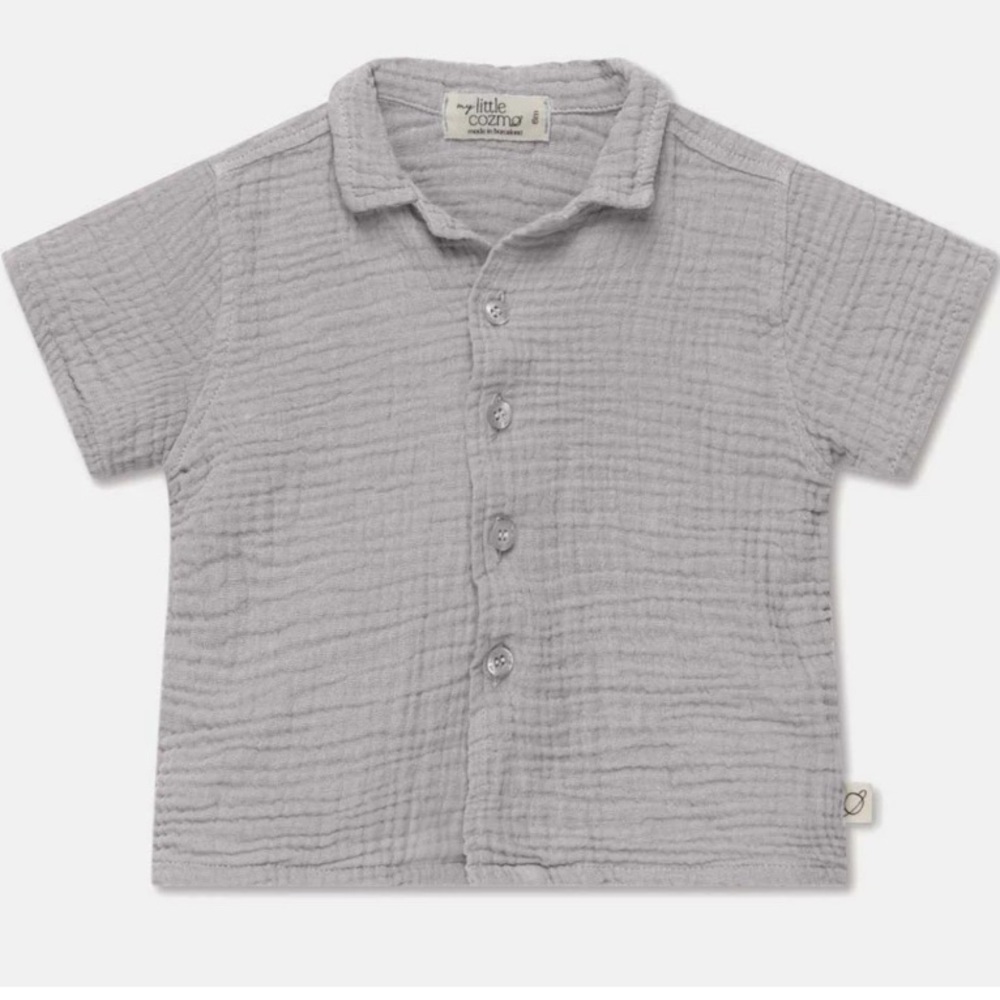 Gauze Camp Baby Shirt light grey cotton muslin 18m